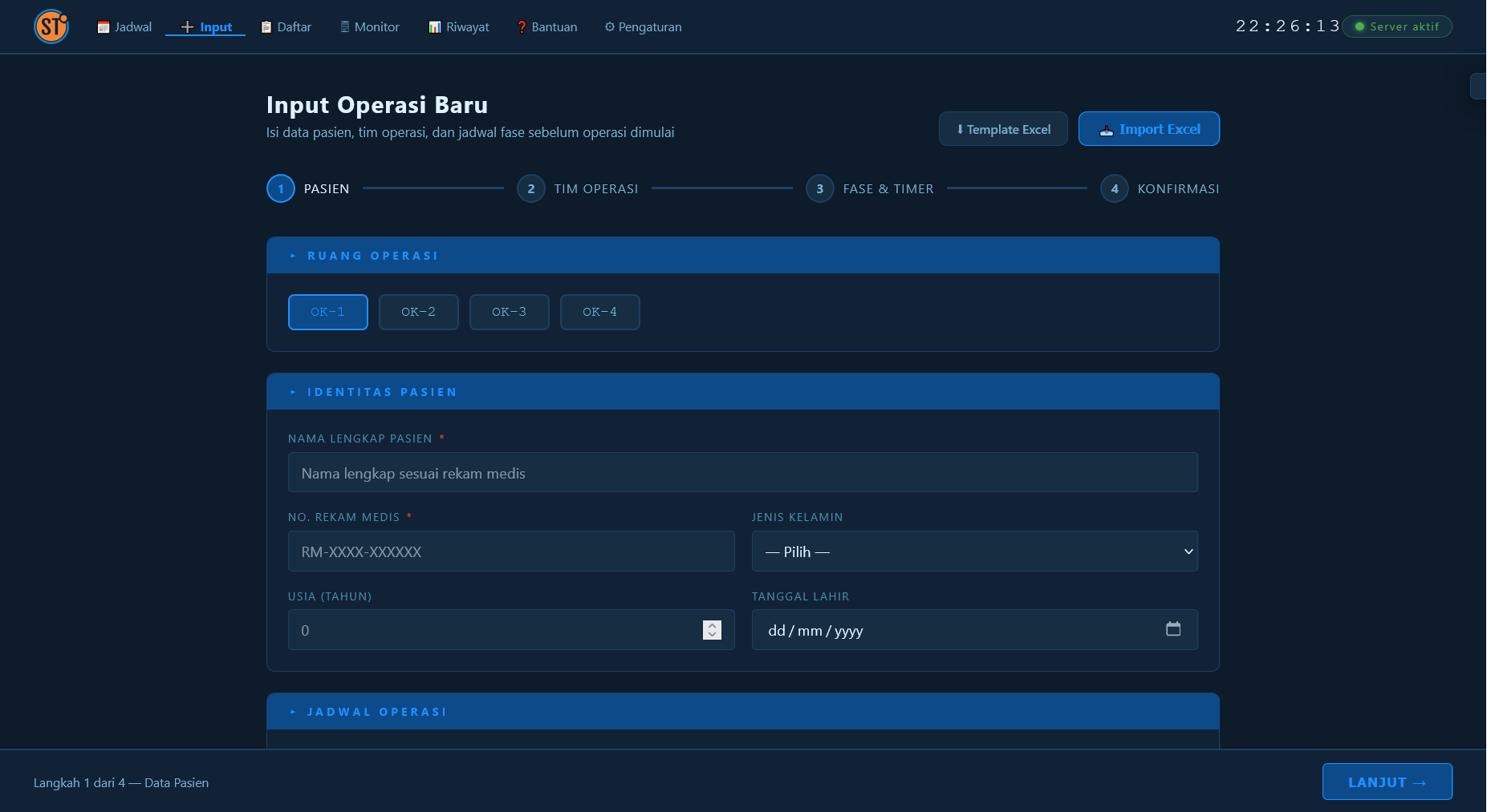 Input Operasi SurgeryTime